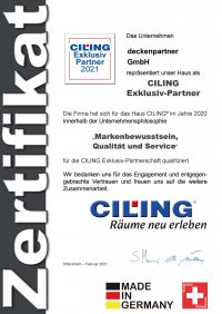deckenpartner Zertifikat Exklusiv Partner 2021 deckenpartner Zertifikat Exklusiv Partner 2021
